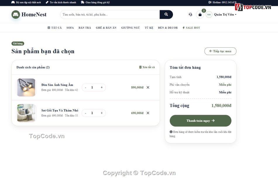 giao diện nội thất,nội thất,website nội thất